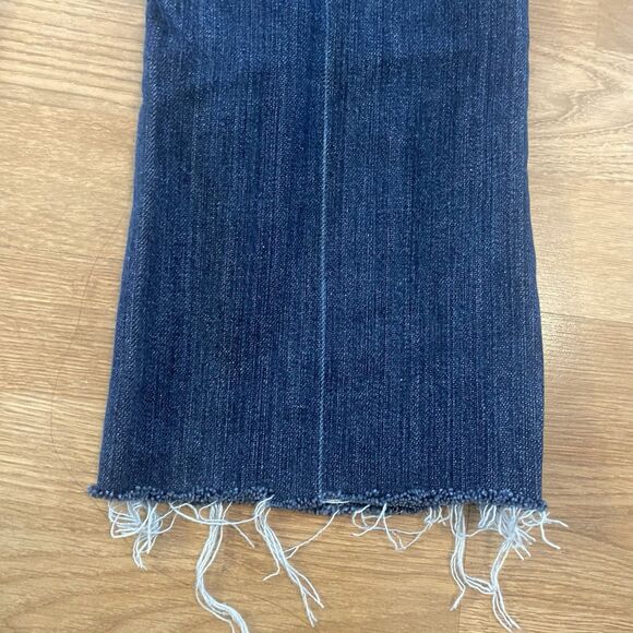 7 FOR ALL MAN KIND Boot cut Solid Dark Blue Wash Denim Jeans Size 28 Raw Hem - Picture 14 of 16